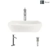 Rene 17" Round Porcelain Bathroom Sink, Biscuit, with Faucet, R2-5011-B-R9-7001-C