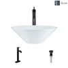 Rene 17" Round Porcelain Bathroom Sink, White, with Faucet, R2-5015-W-R9-7001-ABR