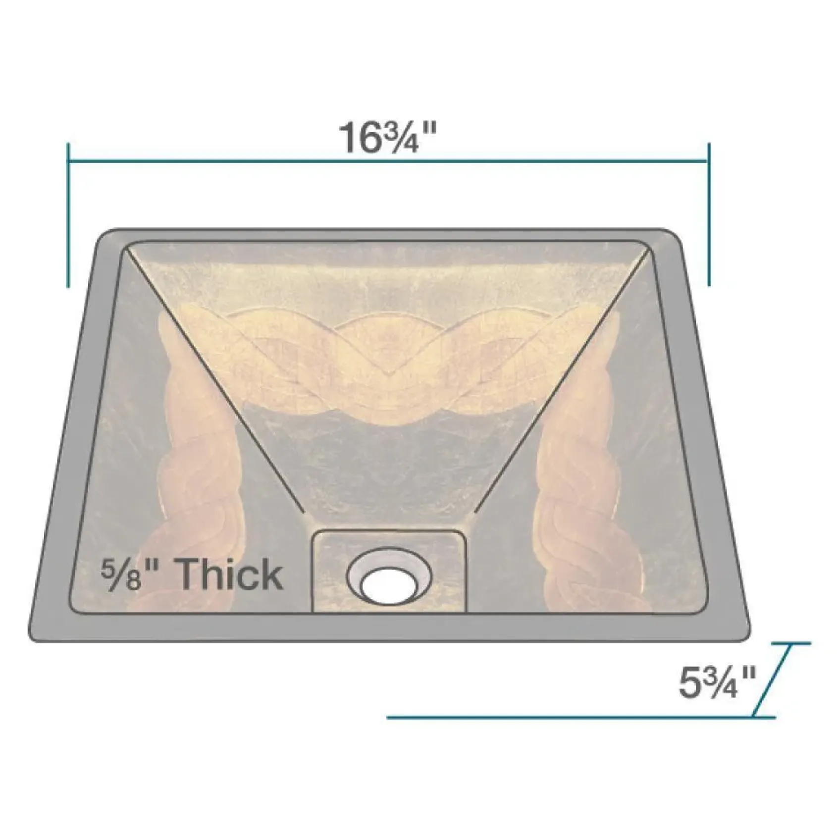 Rene 17" Square Glass Bathroom Sink, Metallic Green and Gold, with Faucet, R5-5036-R9-7006-C
