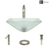Rene 17" Square Glass Bathroom Sink, Textured, with Faucet, R5-5004-R9-7006-BN