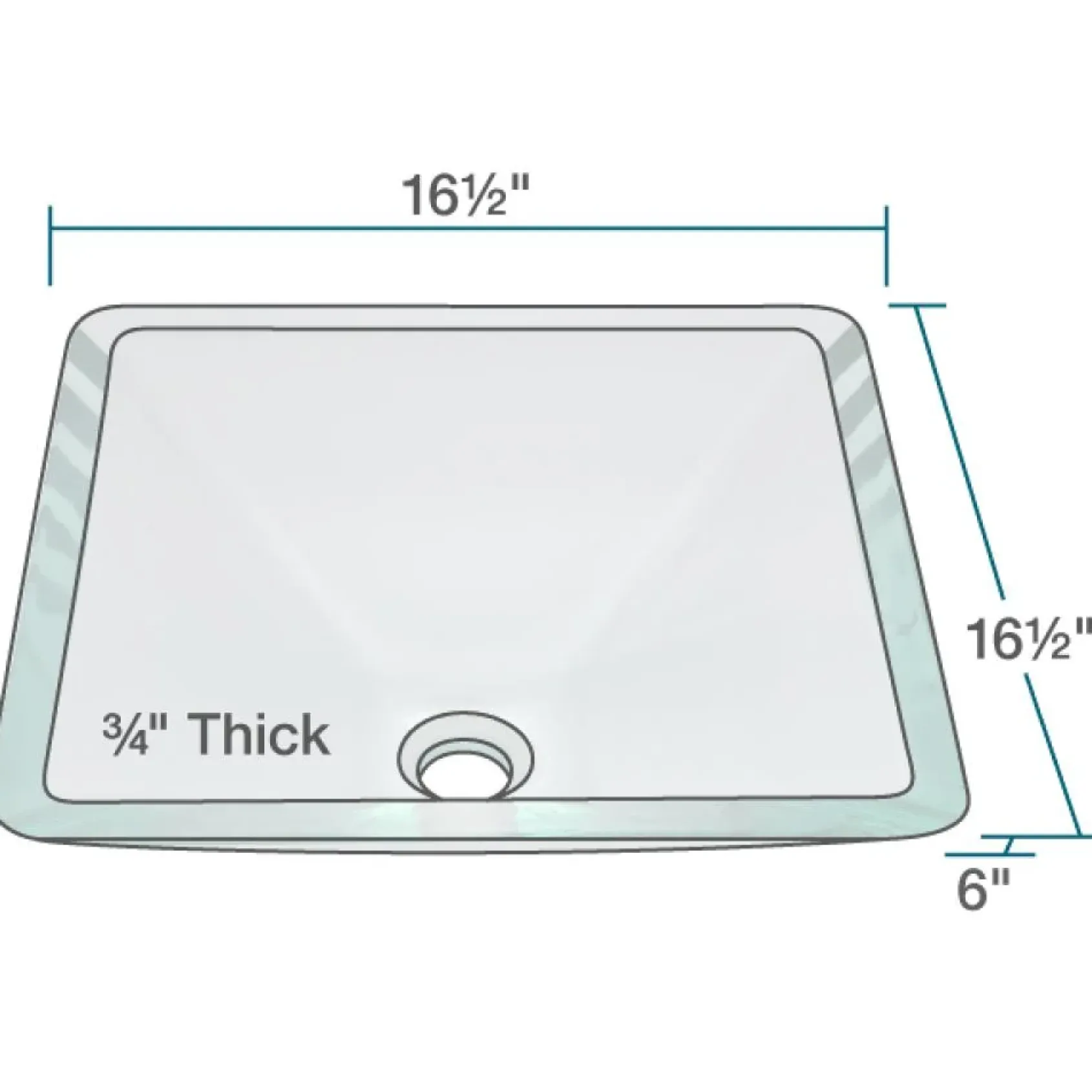 Rene 17" Square Glass Bathroom Sink, Crystal, with Faucet, R5-5003-CRY-R9-7003-ABR