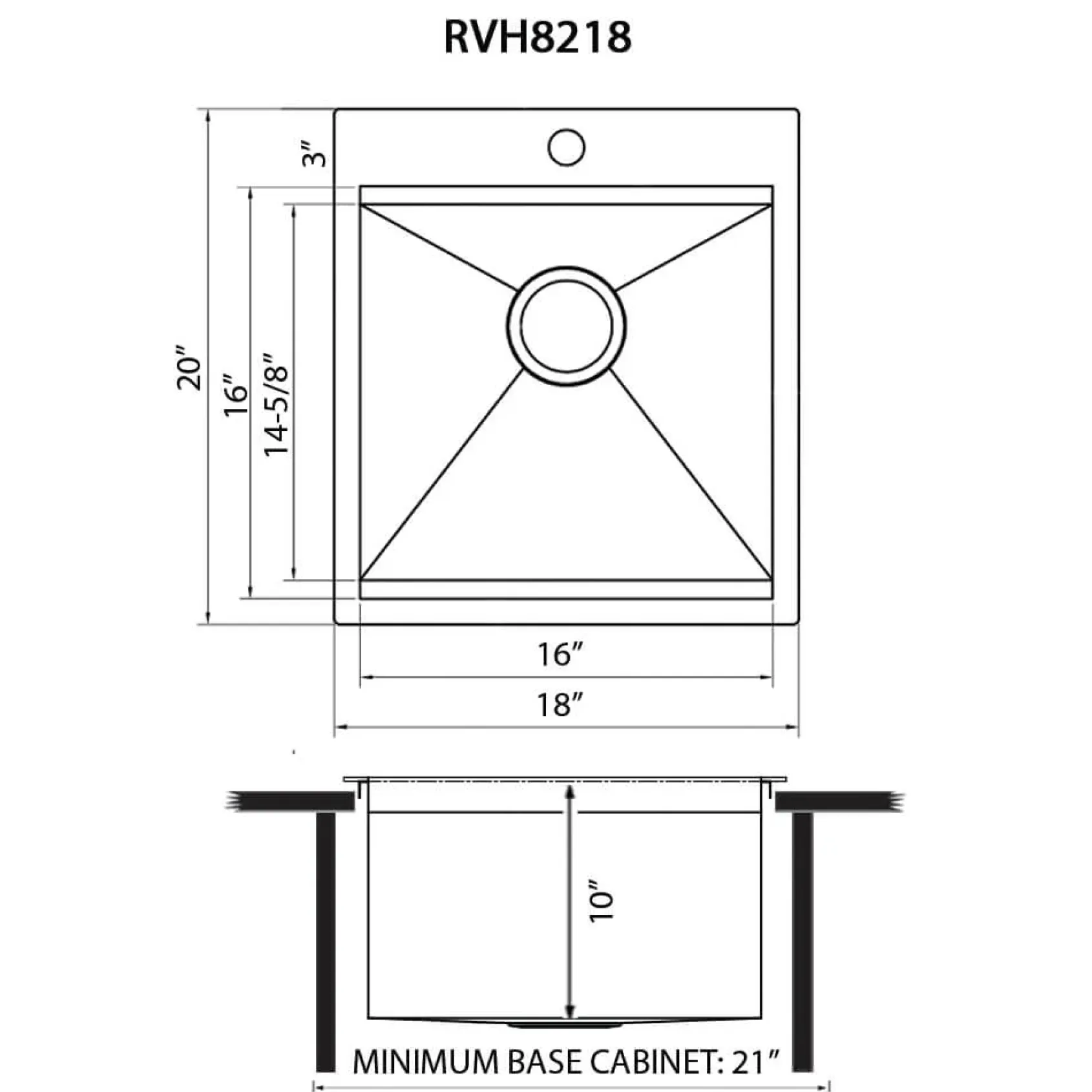 Ruvati 18 x 20 inch RV Camper Van Workstation Drop-in Topmount Bar Prep Tiny Home Sink Stainless Steel, RVH8218