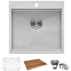 Ruvati 21 x 20 x 12 inch Drop-in Topmount Laundry Utility Workstation Sink 16 Gauge Stainless Steel, RVU6421