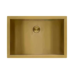 Ruvati Ariaso 16 x 13 inch Brushed Gold Polished Brass Rectangular Bathroom Sink Undermount, Stainless Steel, 16, RVH6106GG