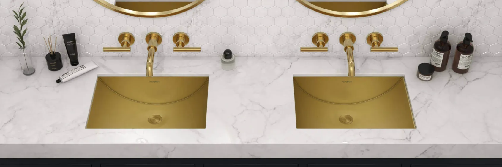 Ruvati Ariaso 16 x 13 inch Brushed Gold Polished Brass Rectangular Bathroom Sink Undermount, Stainless Steel, 16, RVH6106GG