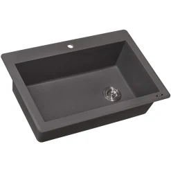 Ruvati epiGranite 33" Drop-in Topmount Granite Composite Kitchen Sink, Urban Gray, RVG1033GR
