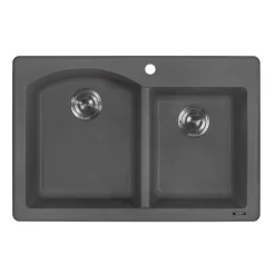 Ruvati epiGranite 33" Dual-Mount Granite Composite Kitchen Sink, 55/45 Double Bowl, Urban Gray, RVG1344GR