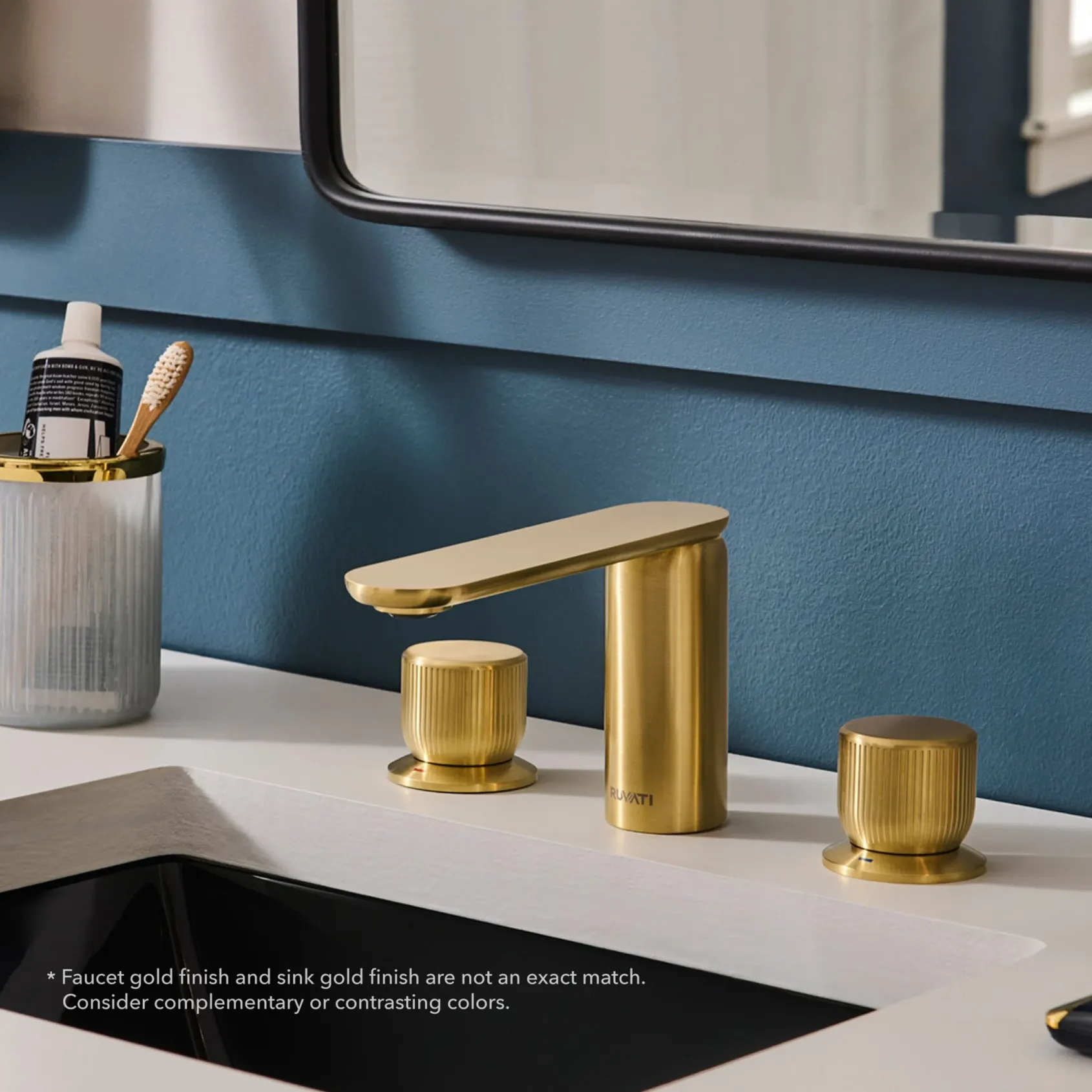 Ruvati Fabio Widespread Bathroom Faucet, Brushed Gold, Knob, RVF5235SG