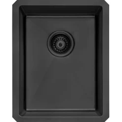 Ruvati Terraza 14-inch Gunmetal Black Stainless Steel Undermount Bar Prep Sink, 16, RVH7114BL