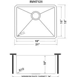 Ruvati Terraza 21-inch Gunmetal Black Stainless Steel Undermount Bar Prep Kitchen Sink, 16, RVH7121BL