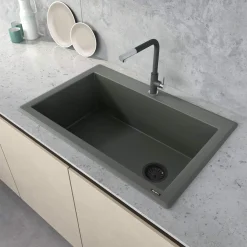 Ruvati epiGranite 33" Drop-in Topmount Granite Composite Kitchen Sink, Juniper Green, RVG1033RN