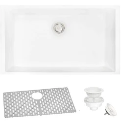 Ruvati epiGranite 33" Undermount Granite Composite Kitchen Sink, Arctic White, RVG2080WH