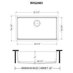 Ruvati epiGranite 33" Undermount Granite Composite Workstation Kitchen Sink, Arctic White Matte, RVG2083WH