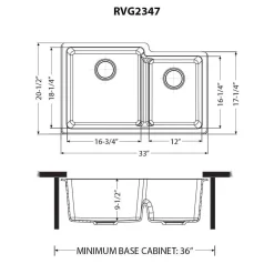 Ruvati epiGranite 33" Undermount Granite Composite Workstation Kitchen Sink, 60/40 Double Bowl, Arctic White Matte, RVG2347WH
