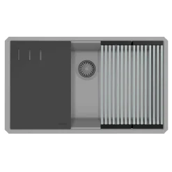 Ruvati epiStage 33-inch Undermount Workstation Granite Composite Kitchen Sink Urban Gray, RVG2306UG