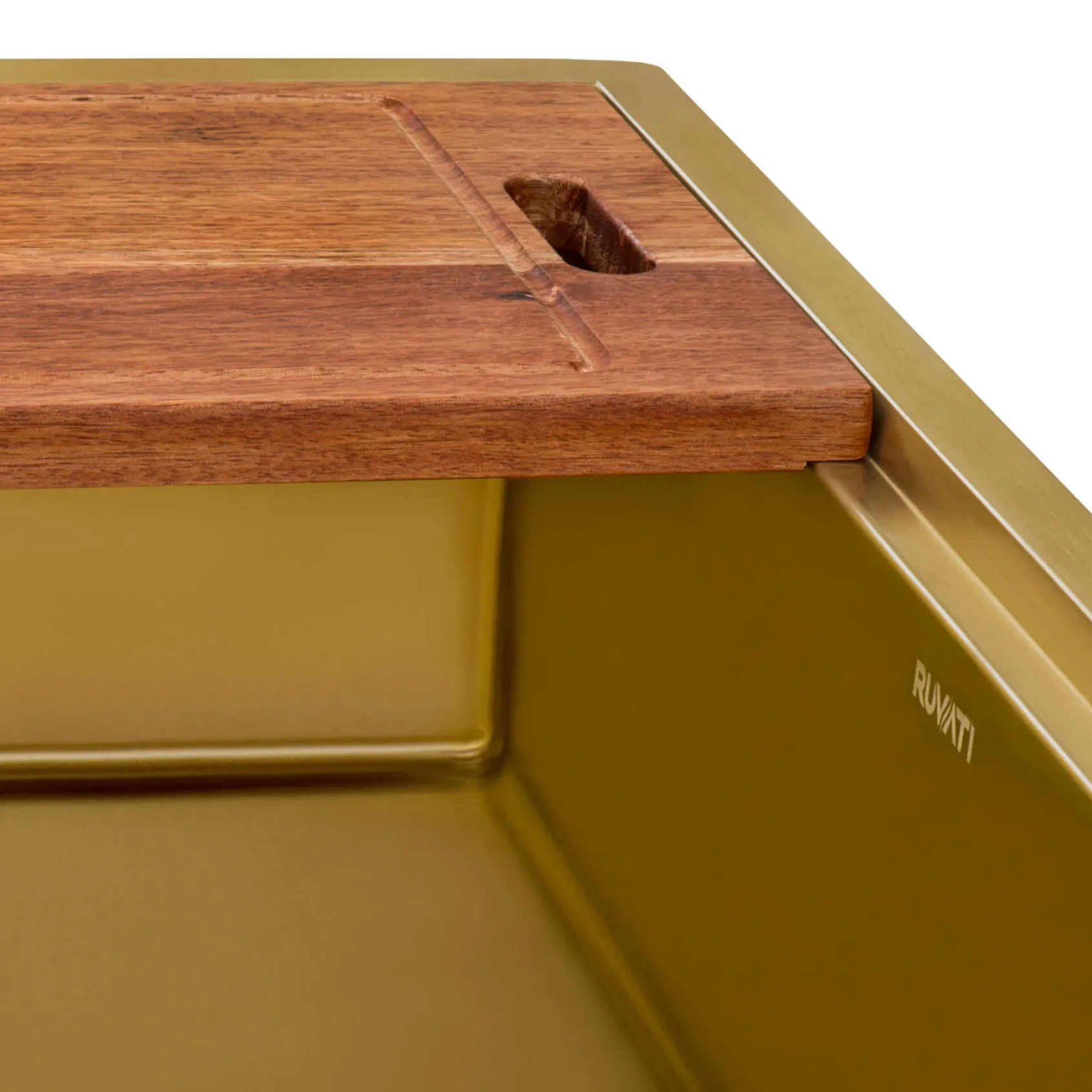 Ruvati Giana 33" Undermount Stainless Steel Workstation Kitchen Sink, Matte Gold Brass Tone, 16 Gauge, RVH6533GG