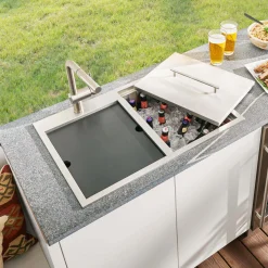 Ruvati Insulated Ice Chest and Outdoor Sink 29 x 20 inch BBQ Workstation Topmount T-316 Stainless Steel, RVQ6290
