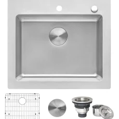 Ruvati Modena 25" Drop-in Topmount Stainless Steel Kitchen Sink, 16 Gauge, RVM5025