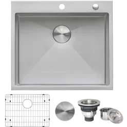 Ruvati Tirana Pro 21" Drop-in Topmount Stainless Steel Bar/Prep Sink, 16 Gauge, RVH8071