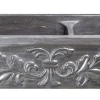 36" Smoke Brown Limestone Farmhouse Kitchen Sink, Floral Carving Front, 60/40 Double Bowl, KF362010DB-F2-6040-BLN