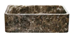 33" Stone Farmhouse Kitchen Sink, Smooth Reversible Apron Front, Emperador Dark Marble, Brown, KF332010SB-NLP-EPD