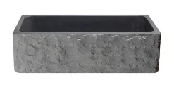 36" Stone Farmhouse Kitchen Sink, Chiseled Apron Front, Black Granite, Black, KF362010SB-BE-BK
