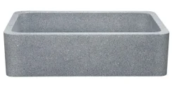 42" Stone Farmhouse Kitchen Sink, Smooth Reversible Apron Front, Mercury Granite, Gray, KF422010SB-NLP-M