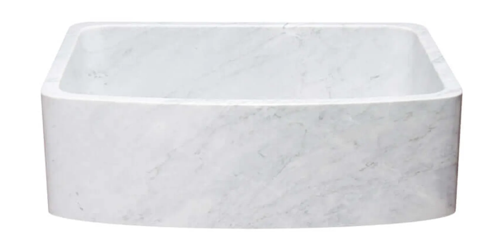 30" Stone Farmhouse Kitchen Sink, Curved Reversible Apron Front, Carrara Marble, White, KFCF302210SB-NLP-CW
