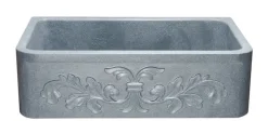33" Stone Farmhouse Kitchen Sink, Design Apron Front, Mercury Granite, Gray, KF332010SB-F2-M