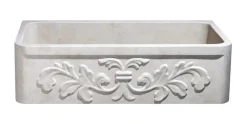 36" Stone Farmhouse Kitchen Sink, Design Apron Front, Cantera Beige Marble, KF362010SB-F2-CB