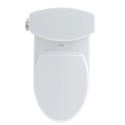 TOTO Drake II Two-Piece Elongated 1.28 GPF Universal Height Toilet with CEFIONTECT, Cotton White, Vitreous China, CST454CEFG#01