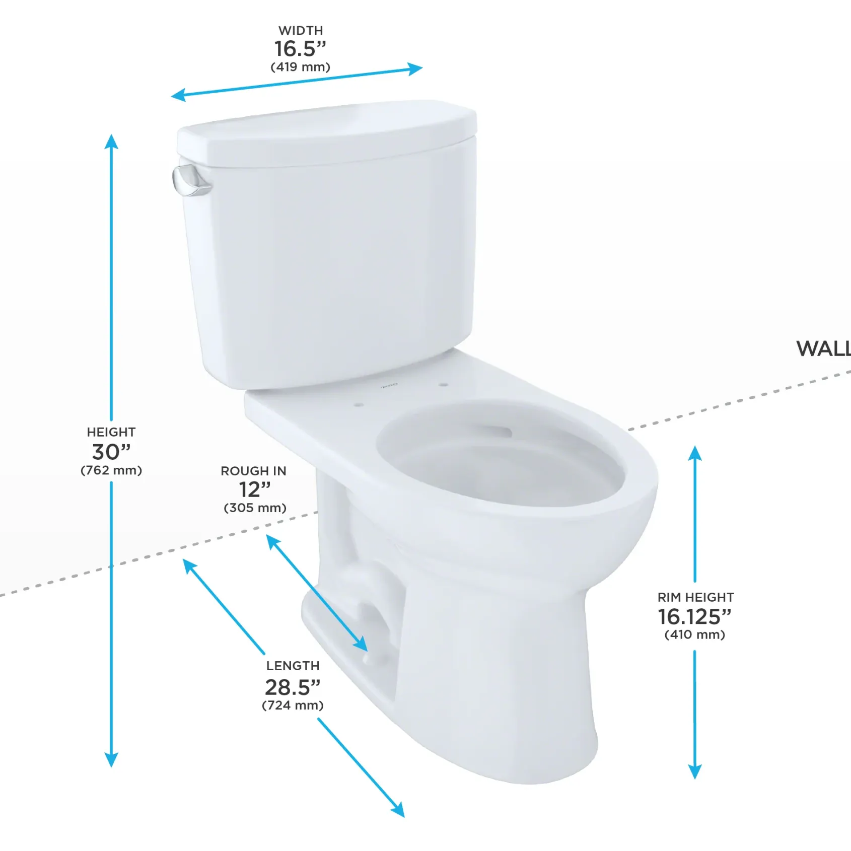 TOTO Drake II Two-Piece Elongated 1.28 GPF Universal Height Toilet with CEFIONTECT, Cotton White, Vitreous China, CST454CEFG#01