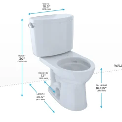 TOTO Drake II Two-Piece Round 1.28 GPF Universal Height Toilet, Ebony, Vitreous China, CST453CEF#51