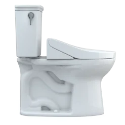 TOTO Drake Transitional WASHLET+ Two-Piece Elongated 1.28 GPF Universal Height TORNADO FLUSH Toilet with C5 Bidet Seat, Cotton White, Vitreous China, MW7863084CEFG.10#01