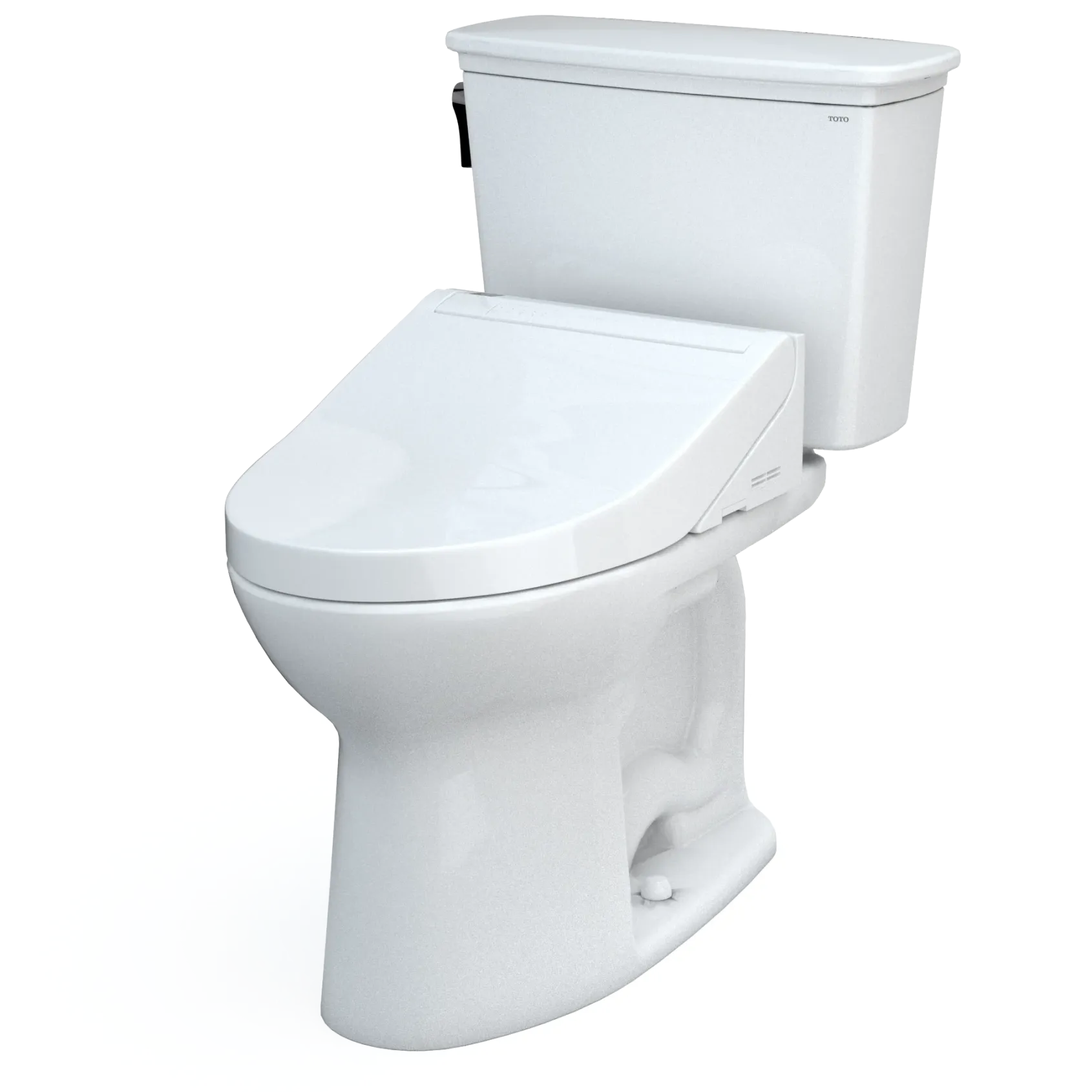 TOTO Drake Transitional WASHLET+ Two-Piece Elongated 1.28 GPF Universal Height TORNADO FLUSH Toilet with C5 Bidet Seat, Cotton White, Vitreous China, MW7863084CEFG.10#01