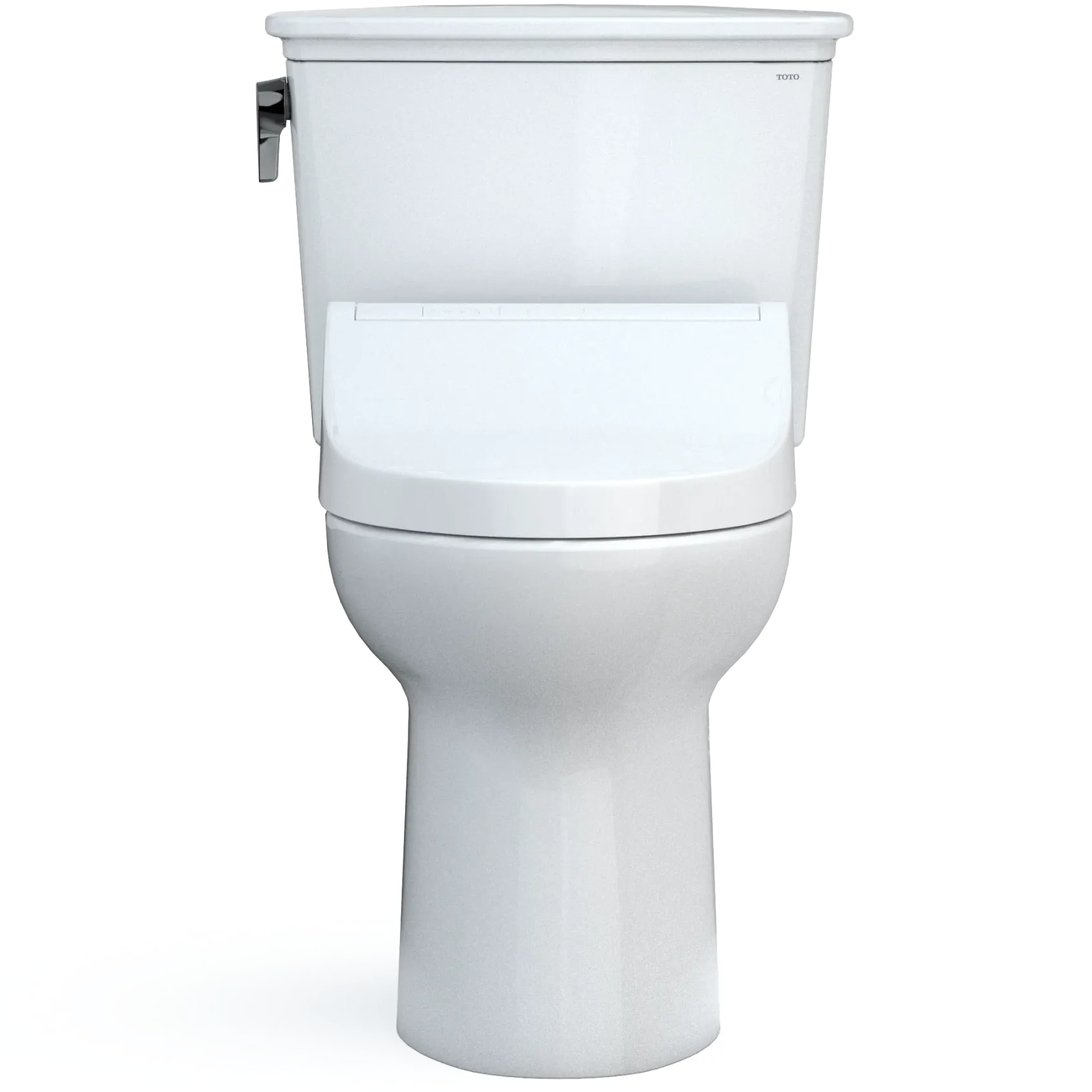 TOTO Drake Transitional WASHLET+ Two-Piece Elongated 1.28 GPF Universal Height TORNADO FLUSH Toilet with C5 Bidet Seat, Cotton White, Vitreous China, MW7863084CEFG.10#01