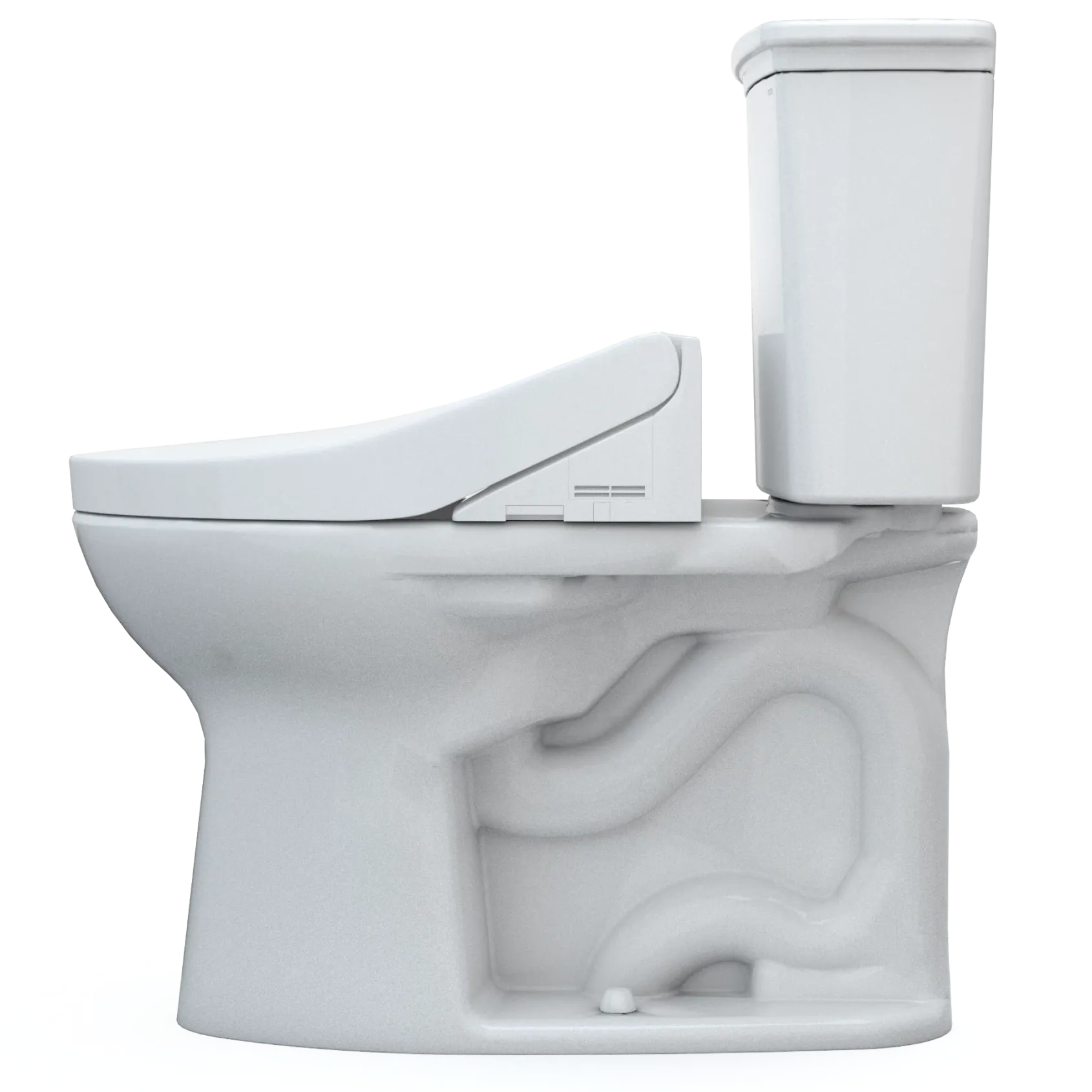TOTO Drake Transitional WASHLET+ Two-Piece Elongated 1.28 GPF Universal Height TORNADO FLUSH Toilet with C5 Bidet Seat, Cotton White, Vitreous China, MW7863084CEFG.10#01