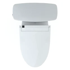 TOTO Drake Transitional WASHLET+ Two-Piece Elongated 1.28 GPF Universal Height TORNADO FLUSH Toilet with C5 Bidet Seat, Cotton White, Vitreous China, MW7863084CEFG.10#01