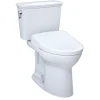 TOTO Drake Transitional WASHLET+ Two-Piece Elongated 1.28 GPF Universal Height TORNADO FLUSH Toilet with S7A Contemporary Bidet Seat, Cotton White, Vitreous China|Plastic, MW7864736CEFG.10#01