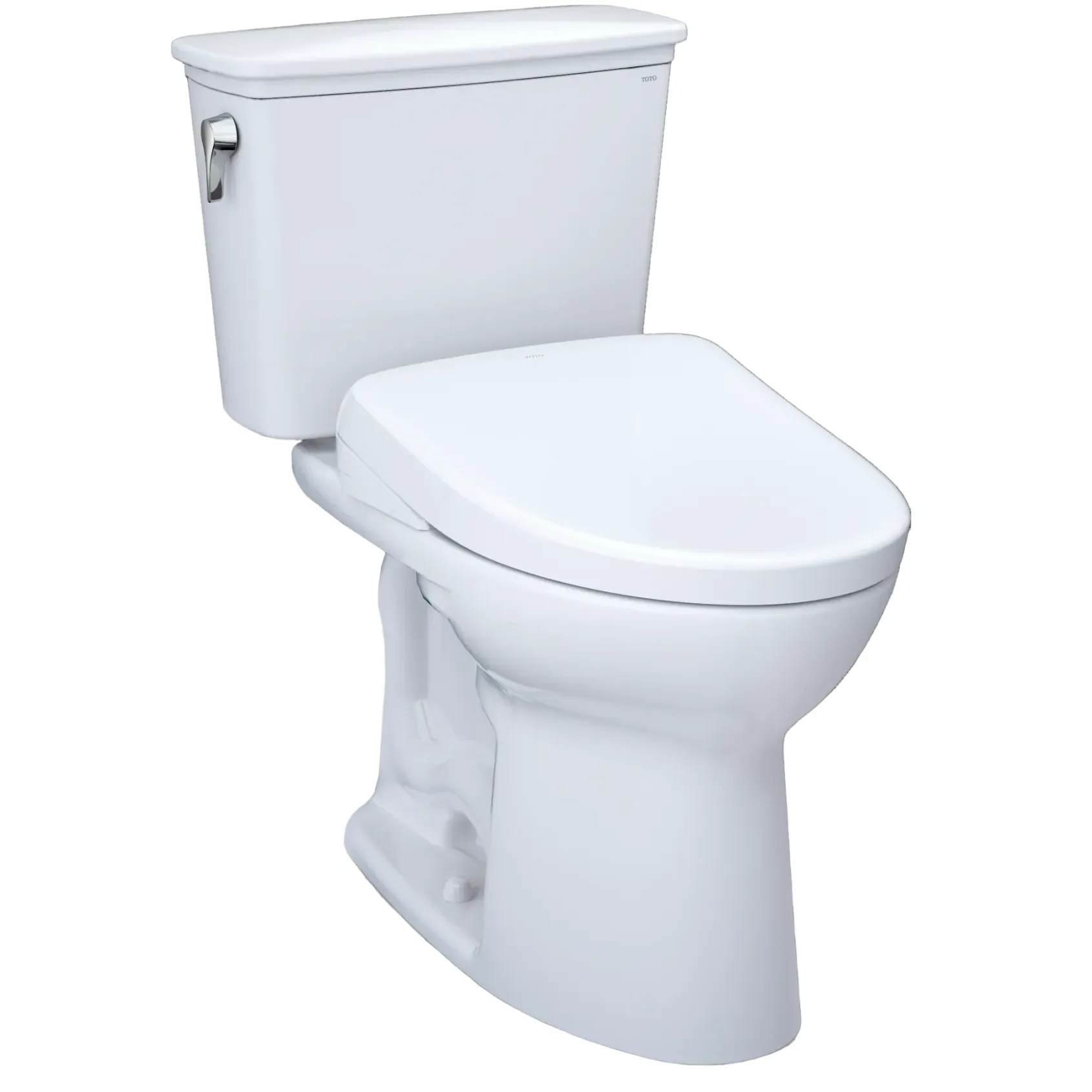 TOTO Drake Transitional WASHLET+ Two-Piece Elongated 1.28 GPF Universal Height TORNADO FLUSH Toilet with S7A Contemporary Bidet Seat, Cotton White, Vitreous China|Plastic, MW7864736CEFG.10#01