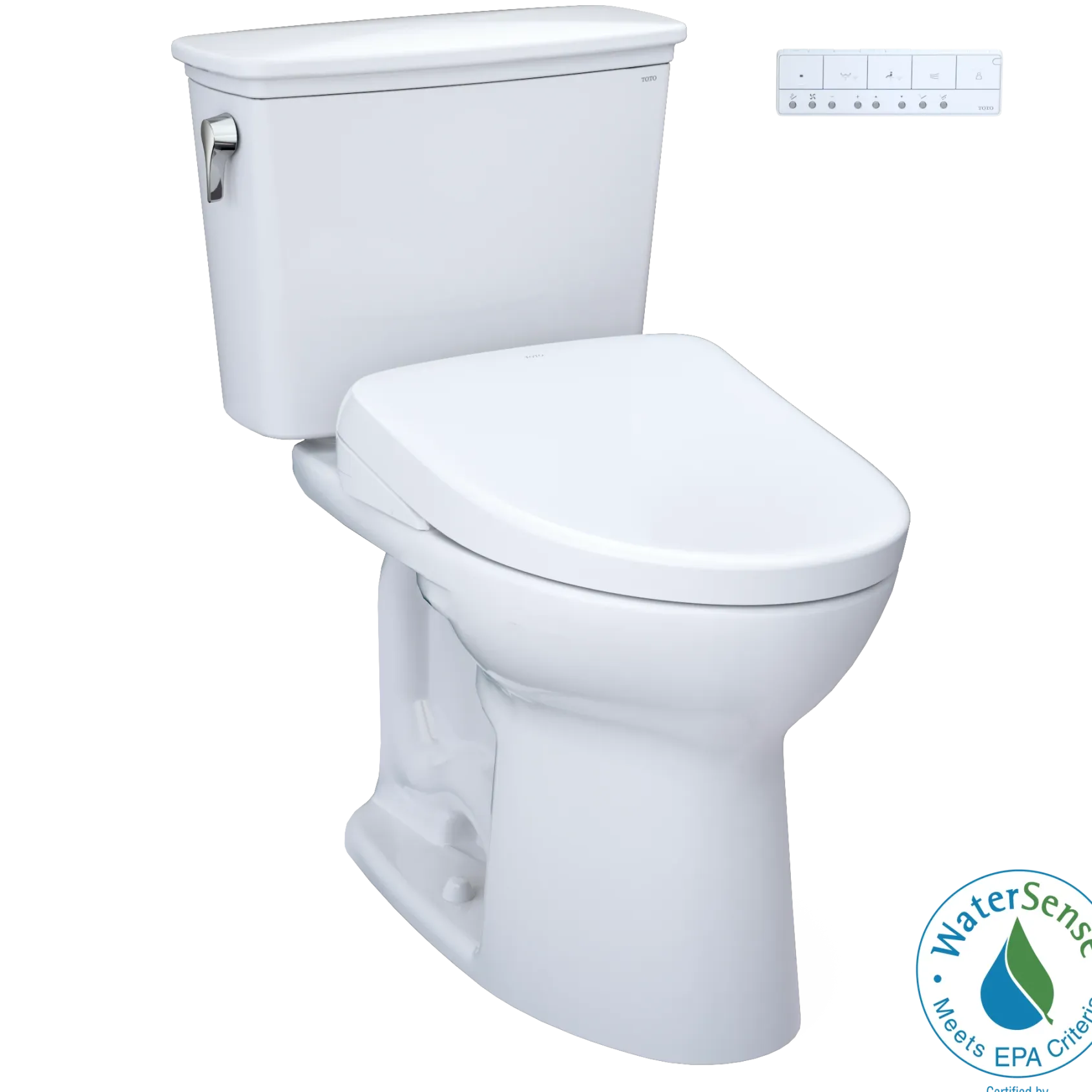 TOTO Drake Transitional WASHLET+ Two-Piece Elongated 1.28 GPF Universal Height TORNADO FLUSH Toilet with S7A Contemporary Bidet Seat, Cotton White, Vitreous China|Plastic, MW7864736CEFG.10#01