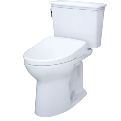 TOTO Drake Transitional WASHLET+ Two-Piece Elongated 1.28 GPF Universal Height TORNADO FLUSH Toilet with S7A Contemporary Bidet Seat, Cotton White, Vitreous China|Plastic, MW7864736CEFG.10#01