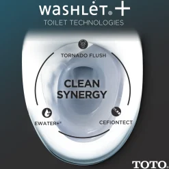 TOTO Drake Transitional WASHLET+ Two-Piece Elongated 1.28 GPF Universal Height TORNADO FLUSH Toilet with S7A Contemporary Bidet Seat, Cotton White, Vitreous China|Plastic, MW7864736CEFG.10#01