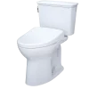 TOTO Drake Transitional WASHLET+ Two-Piece Elongated 1.28 GPF Universal Height TORNADO FLUSH Toilet with S7 Contemporary Bidet Seat, Cotton White, Vitreous China|Plastic, MW7864726CEFG#01