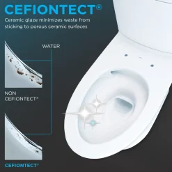 TOTO Drake Transitional WASHLET+ Two-Piece Elongated 1.28 GPF Universal Height TORNADO FLUSH Toilet with S7 Contemporary Bidet Seat, Cotton White, Vitreous China|Plastic, MW7864726CEFG#01