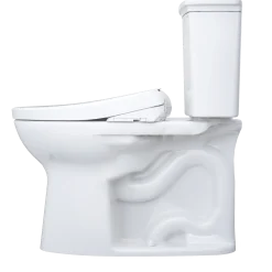 TOTO Drake Transitional WASHLET+ Two-Piece Elongated 1.28 GPF Universal Height TORNADO FLUSH Toilet with S7A Contemporary Bidet Seat, Cotton White, Vitreous China|Plastic, MW7864736CEFG#01