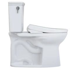 TOTO Drake Transitional WASHLET+ Two-Piece Elongated 1.28 GPF Universal Height TORNADO FLUSH Toilet and S7A Contemporary Bidet Seat with Auto Flush, Cotton White, Vitreous China|Plastic, MW7864736CEFGA#01