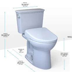 TOTO Drake Transitional WASHLET+ Two-Piece Elongated 1.28 GPF Universal Height TORNADO FLUSH Toilet and S7A Contemporary Bidet Seat with Auto Flush, Cotton White, Vitreous China|Plastic, MW7864736CEFGA#01