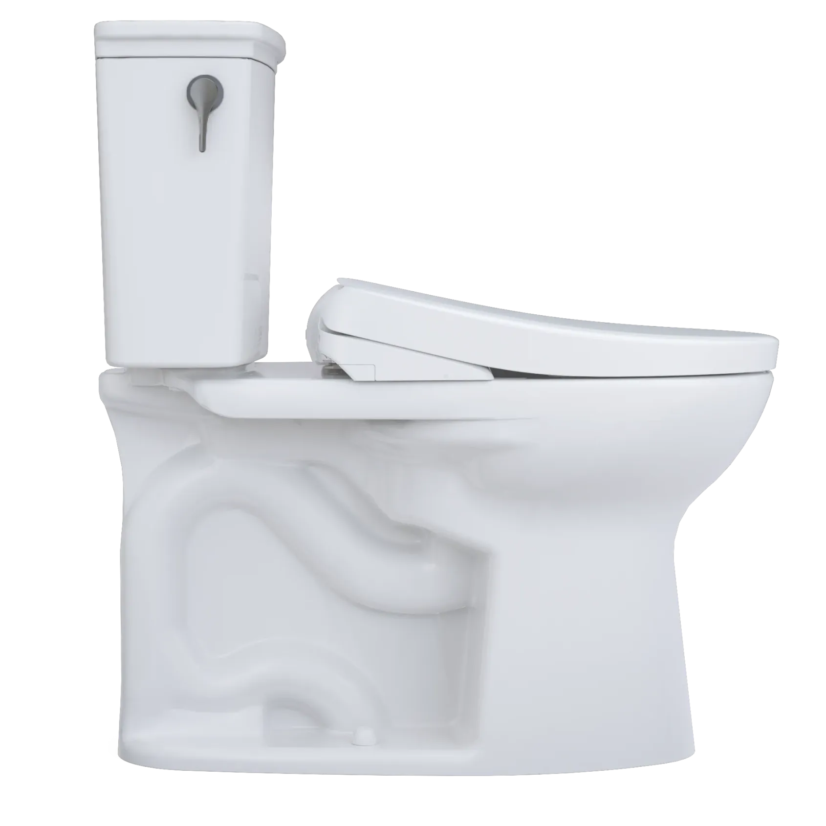TOTO Drake Transitional WASHLET+ Two-Piece Elongated 1.28 GPF Universal Height TORNADO FLUSH Toilet and S7 Bidet Seat with Auto Flush, Cotton White, Vitreous China|Plastic, MW7864726CEFGA#01