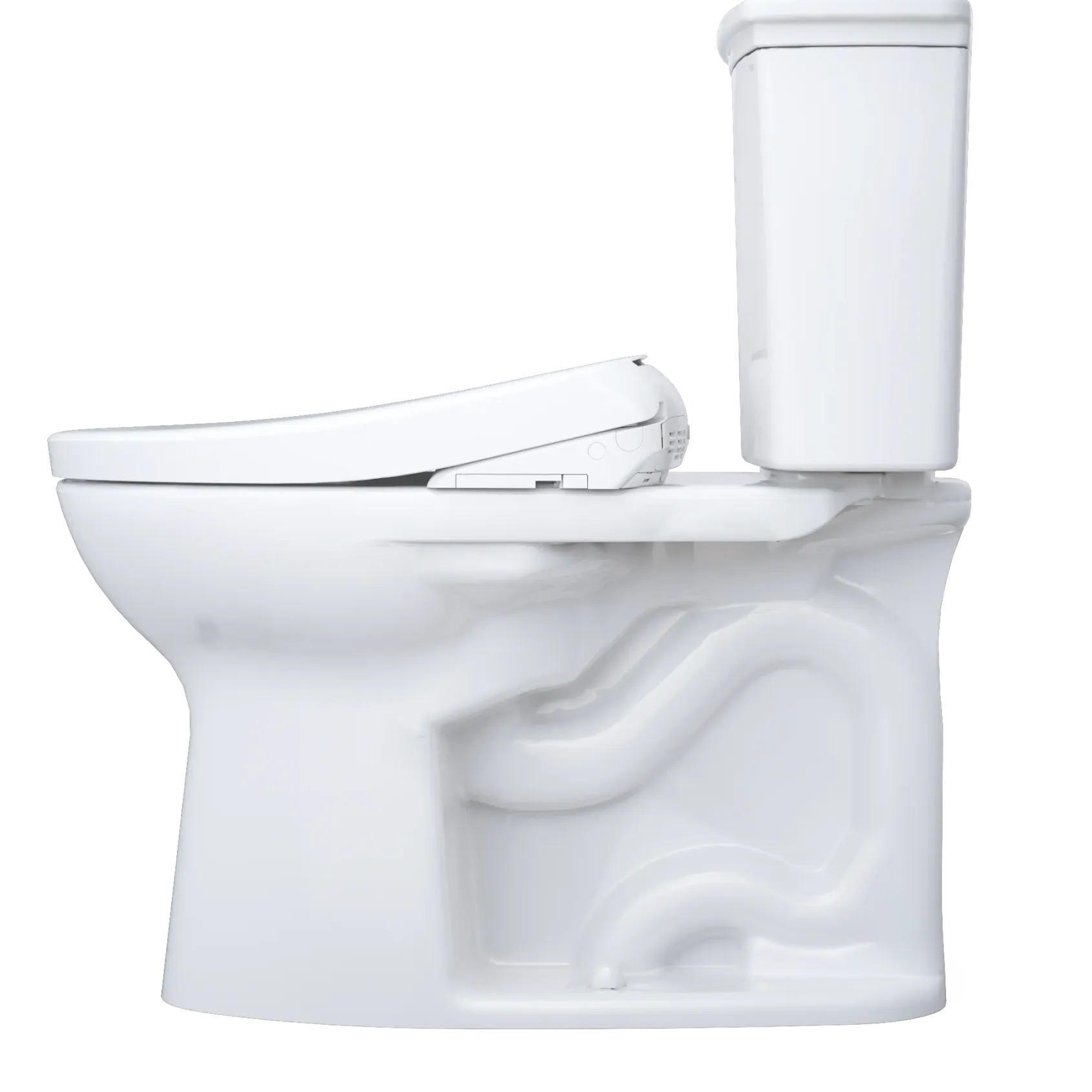 TOTO Drake Transitional WASHLET+ Two-Piece Elongated 1.28 GPF Universal Height TORNADO FLUSH Toilet and S7 Bidet Seat with Auto Flush, Cotton White, Vitreous China|Plastic, MW7864726CEFGA#01